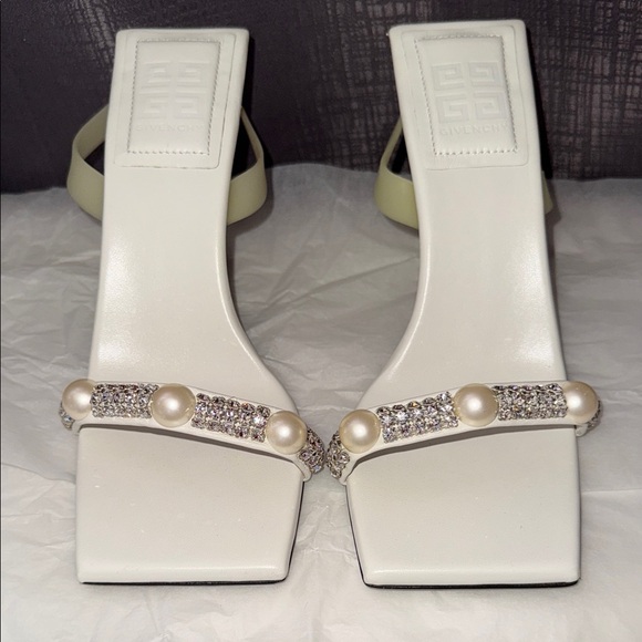 Givenchy Shoes - Givenchy White Heels with Pearl and Crystal Detail